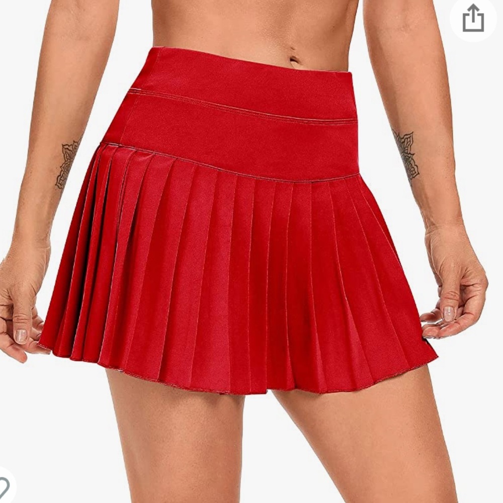 red tennis skirt